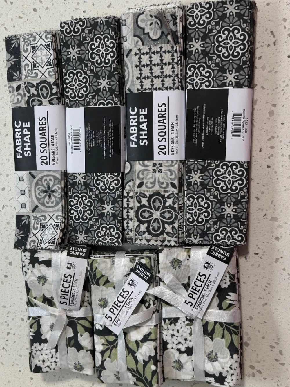 Quilt Pieces in Greens, Blacks, Grays and Creams Modern Farmhouse